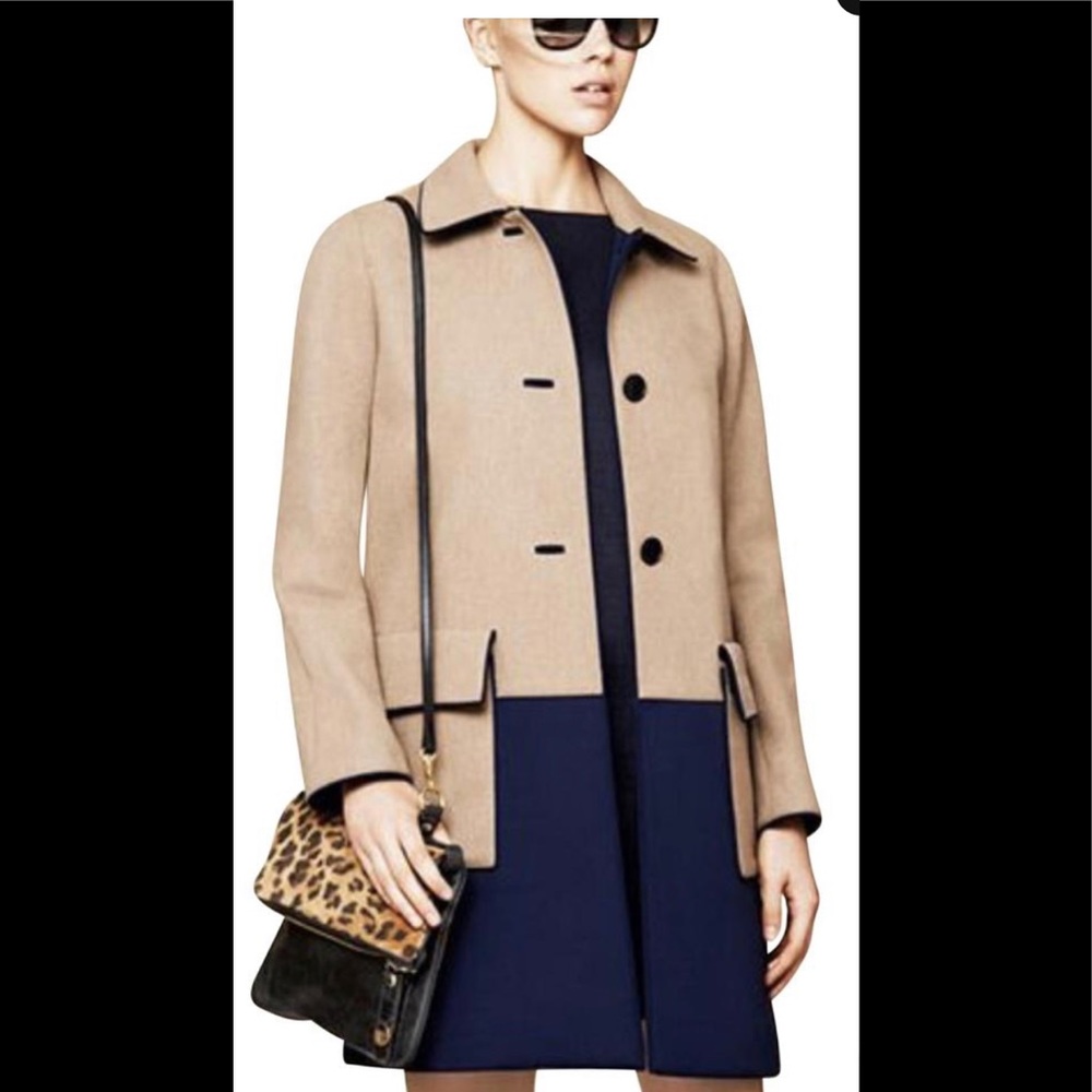 Club Monaco Beige Navy Trim Coat